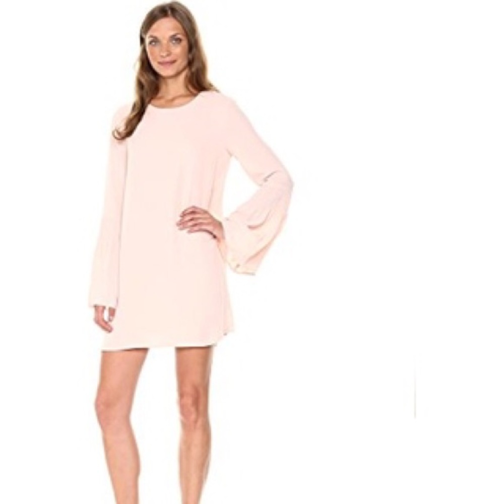 BCBG long bell sleeve blush dress